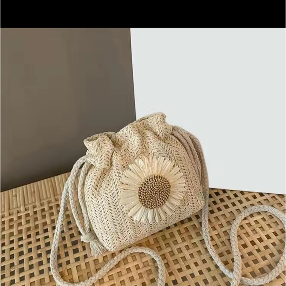 Mini Straw Woven Bucket Bag, Summer Beach Crossbody Bag, Women's Casual Handbag